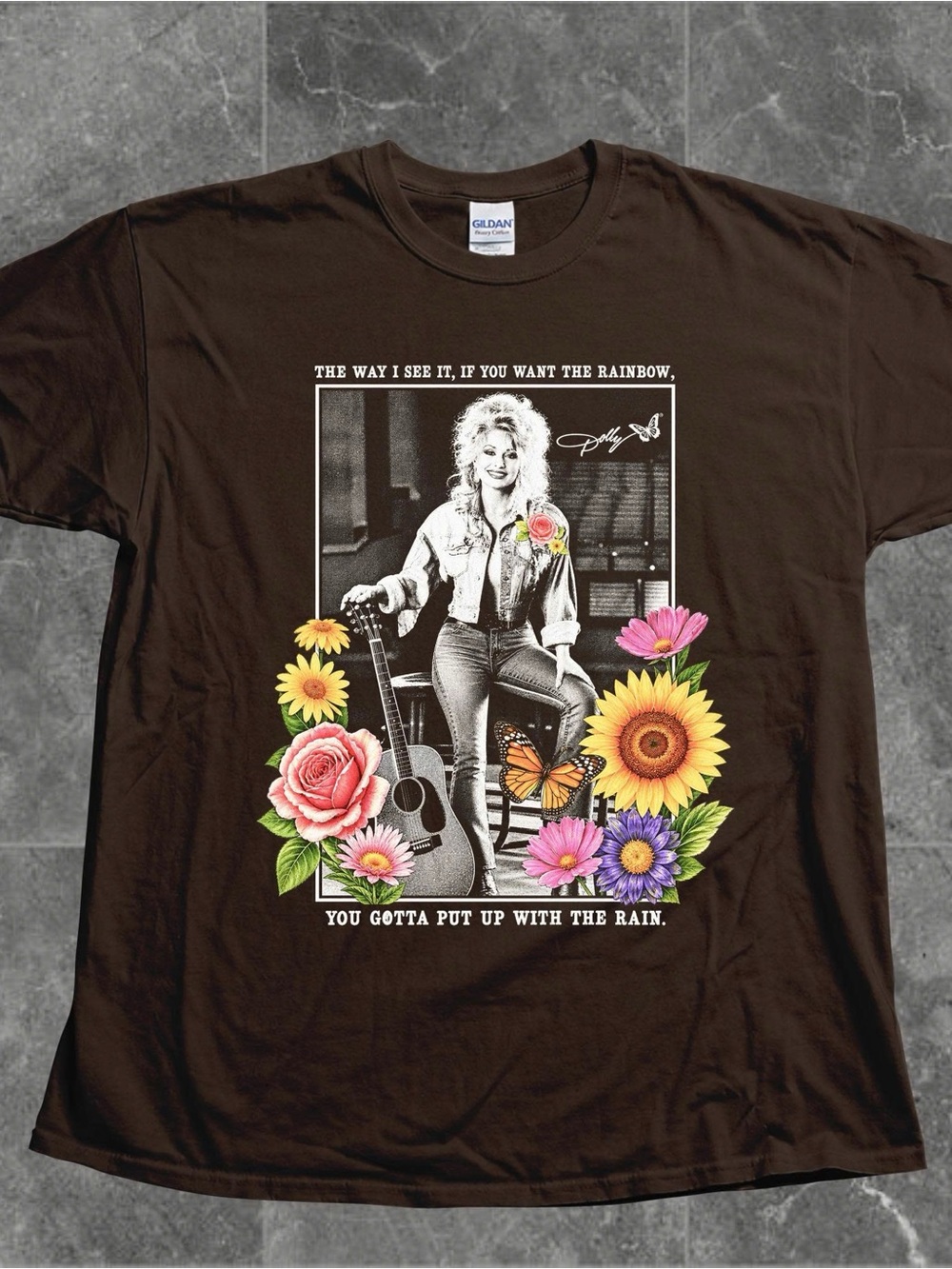 Dolly Parton Rainbow & Rain Quote T-shirt